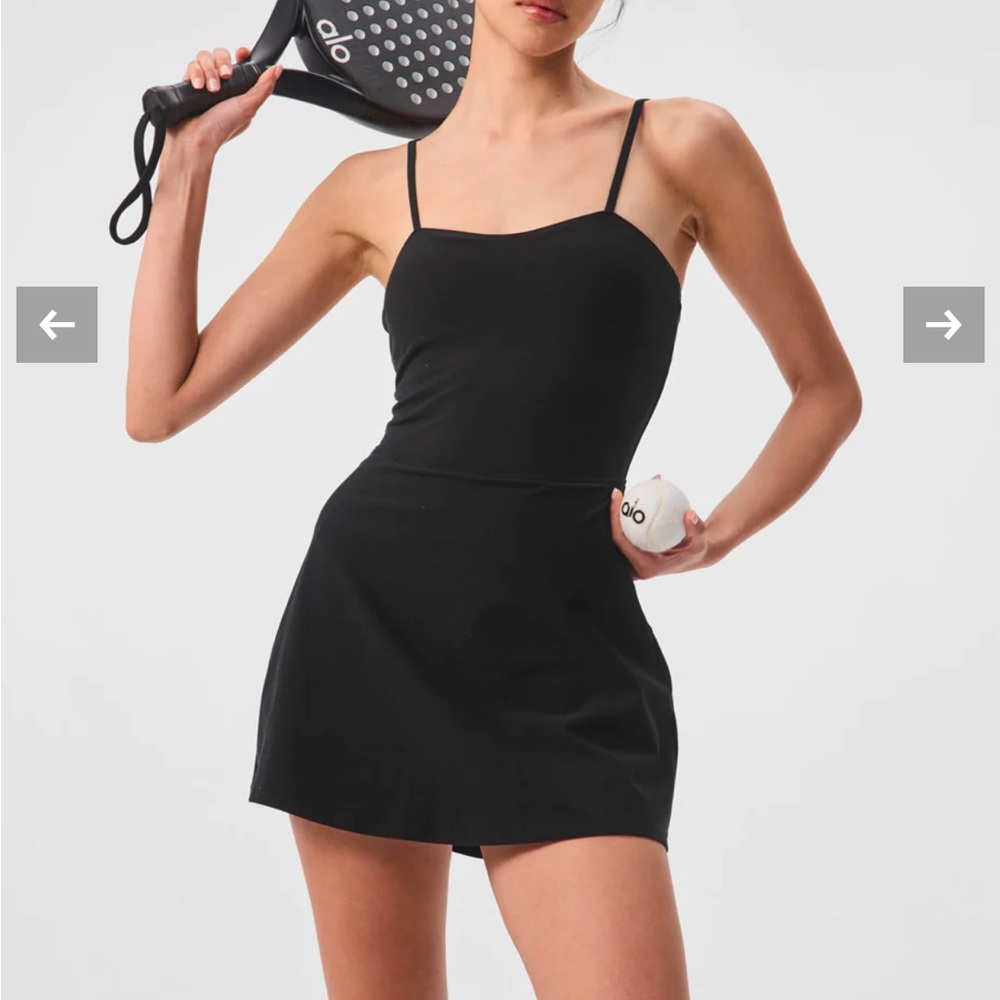 NEW ALO Yoga alosoft Women's Black Courtside Tennis Dress